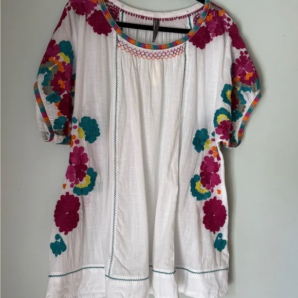 BY ANTHROPOLOGIE EMBROIDERED TUNIC TOP, Size Large, NWT - Picture 2 of 9